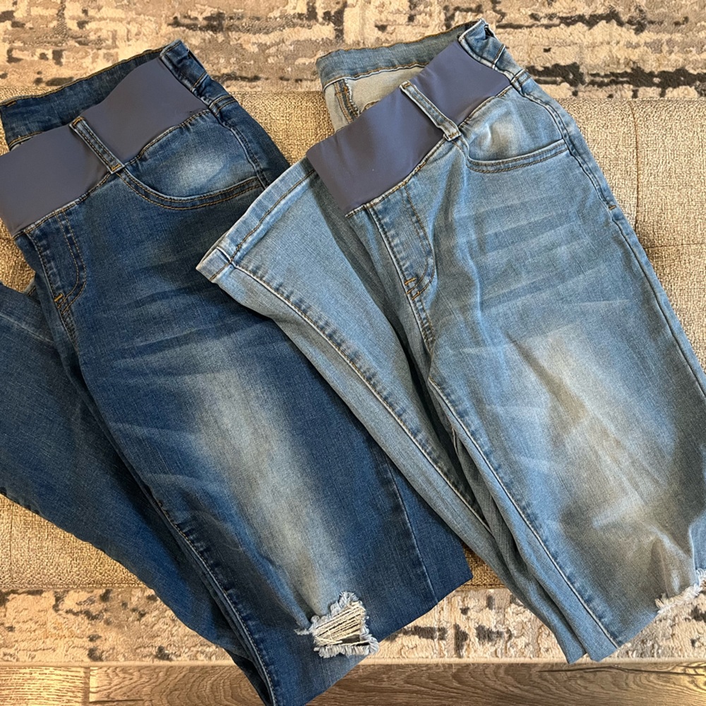 (2) Maternity/Post Partum Distressed Jeans